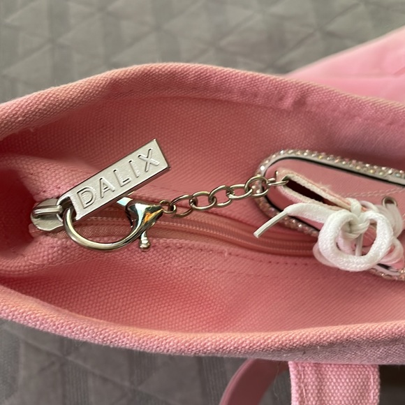 Dalix Pink Tote Bag With Bedazzled High Top Sneaker - Picture 9 of 9